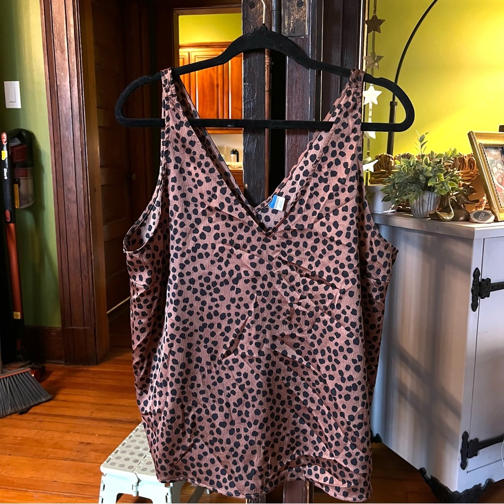 Satin Leopard Print Tank Top